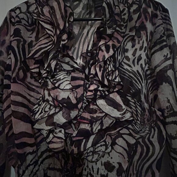 Women's Blouse in Black/White/Pink in Size Medium by Bisou Bisou - Picture 5 of 5